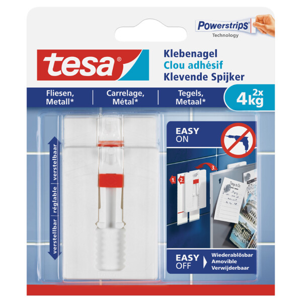 tesa Powerstrips Klebenagel für Fliesen und Metall, 4,0 kg