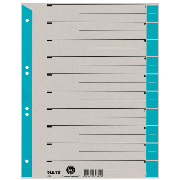 LEITZ Trennblätter, A4 Überbreite, Kraftkarton 230g qm, blau