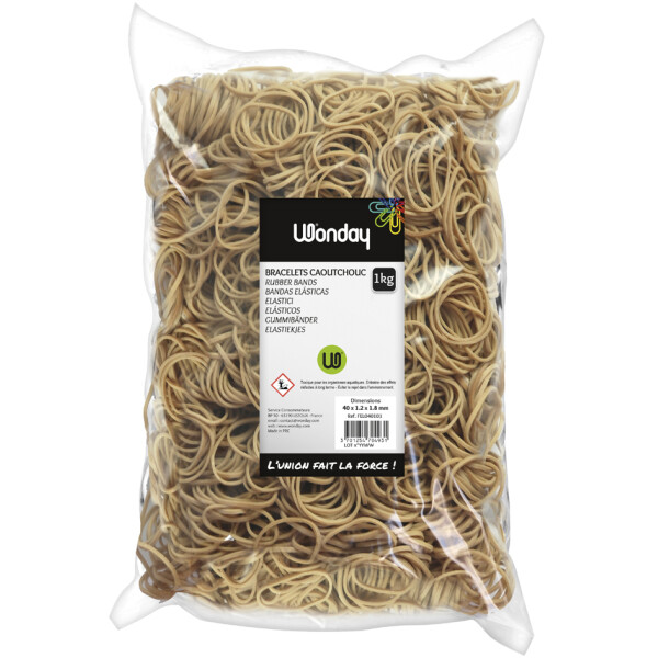 Wonday Gummiringe im Beutel, natur, 140 mm, Großpackung
