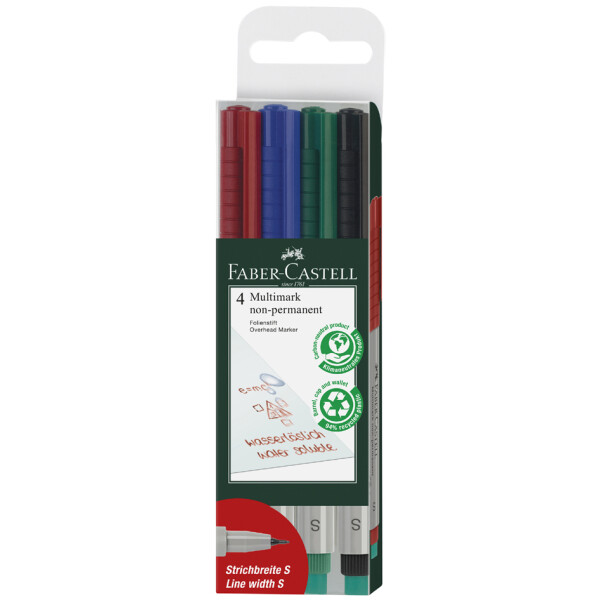 FABER-CASTELL NonPermanent-Marker MULTIMARK S, 4er Etui