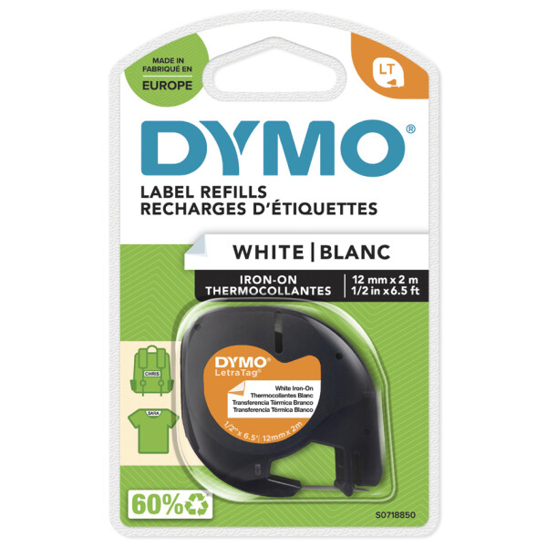 DYMO LetraTag Schriftbandkassette, aufb&uuml;gelbar, 12 mm x 2 m