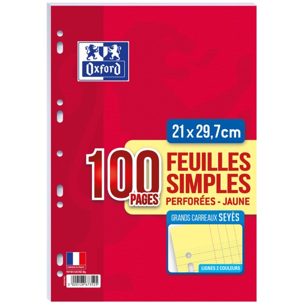 Oxford Ringbucheinlagen, SEYES, Farbe: gelb, 80 g