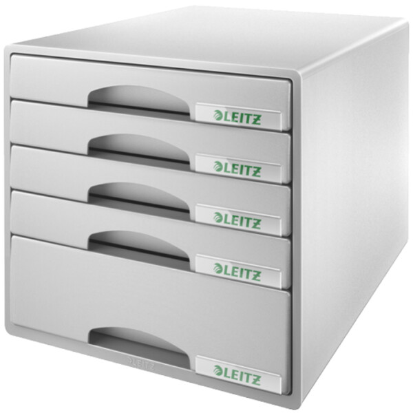 LEITZ Schubladenbox Plus, 5 Sch&uuml;be, grau
