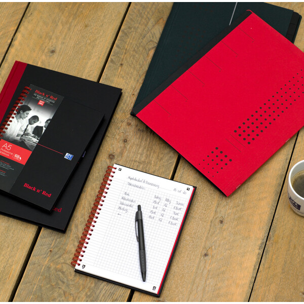 Oxford Spiralbuch Office "Black n Red", DIN A5, liniert, PP