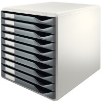 LEITZ Schubladenbox Formular-Set, 10 Schübe, lichtgrau
