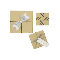 folia Pappboxen NATUR, eckig, 12 Stück sortiert