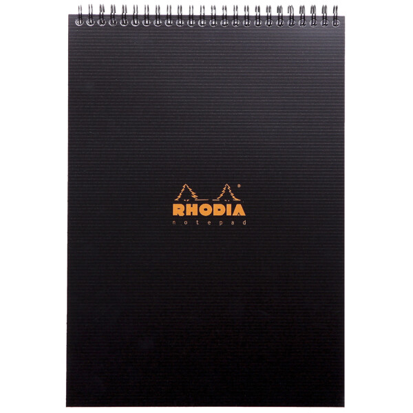 RHODIA Spiralnotizblock Notepad, DIN A4, kariert, schwarz