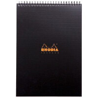 RHODIA Spiralnotizblock Notepad, DIN A4, kariert, schwarz