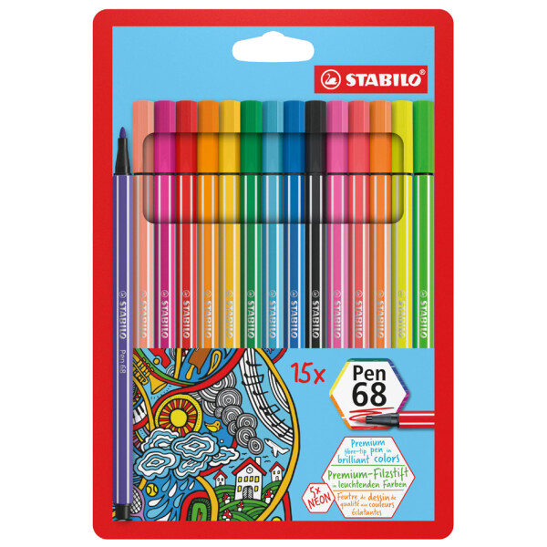 STABILO Fasermaler Pen 68, 30er Kartonetui