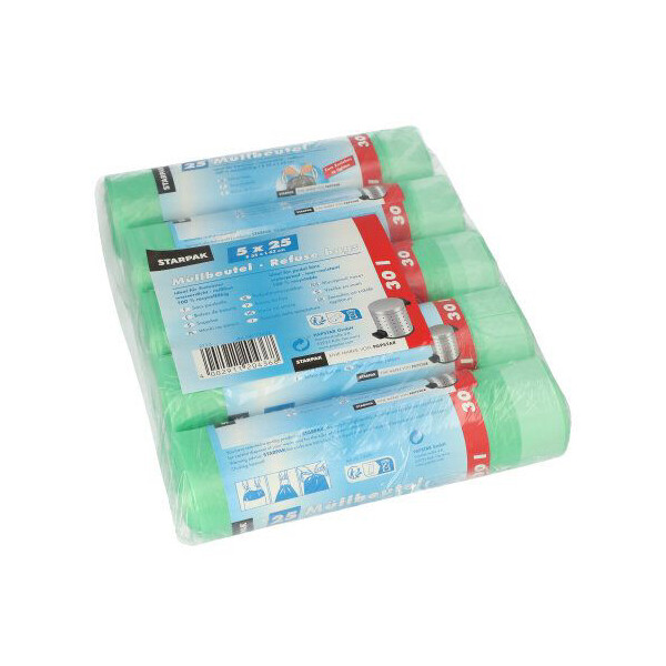 STARPAK Mülleimerbeutel HDPE, mit Zugband, 60 Liter, gelb