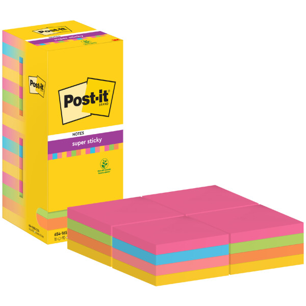 Post-it Haftnotizen super sticky notes, 76 x 76 mm, farbig