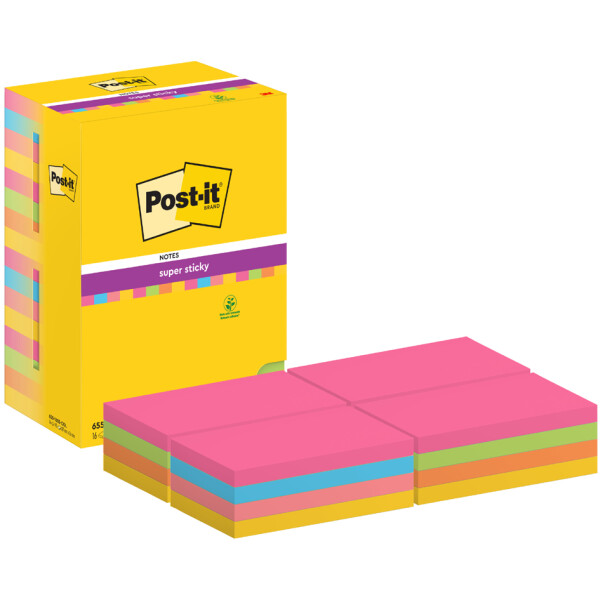 Post-it Haftnotizen super sticky notes, 76 x 76 mm, farbig