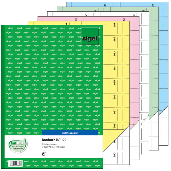 sigel Formularbuch "Bonbuch", A4, 1000 Abrisse, blau