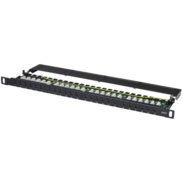 DIGITUS 19" Patch Panel Kat.6, Klasse E, 24 Port, schwarz