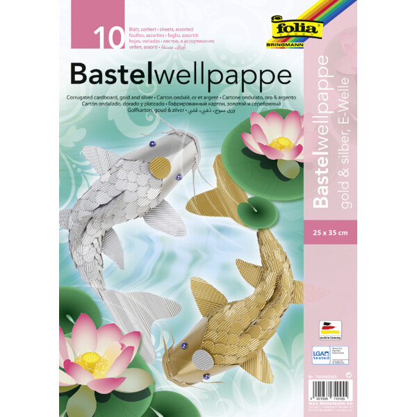 folia Bastelwellkarton, (B)250 x (H)350 mm, gold & silber