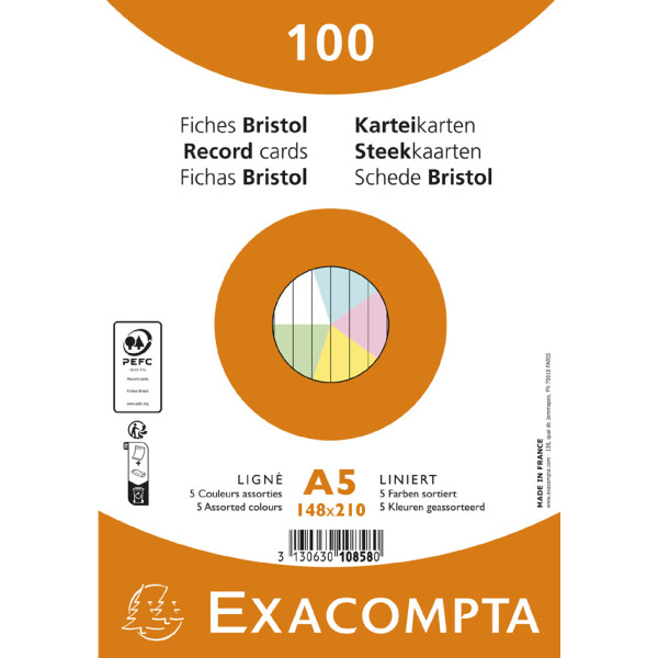 EXACOMPTA Karteikarten, DIN A5, liniert, gelb