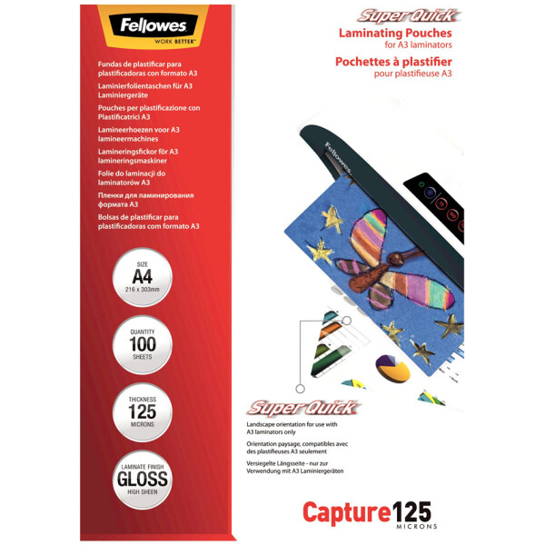 Fellowes Laminierfolientasche Super Quick, DIN A4, 160 mic