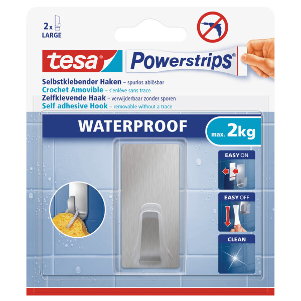 tesa Powerstrips Haken WATERPROOF Small Metall, rechteckig