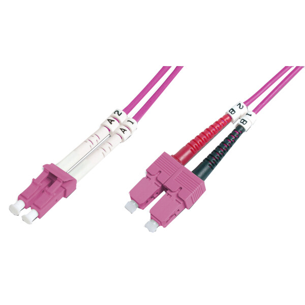 DIGITUS LWL Patchkabel, LC-Duplex - SC-Duplex, OM4, 10,0 m