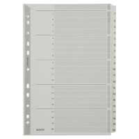 LEITZ Mylarkarton-Register, Zahlen, A4, 1-10, 10-teilig,grau