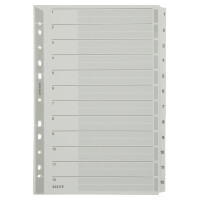 LEITZ Mylarkarton-Register, Zahlen, A4, 1-10, 10-teilig,grau