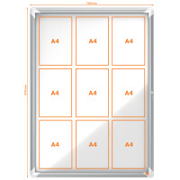 nobo Schaukasten Premium Plus, Metall-Rückwand, 9 x...