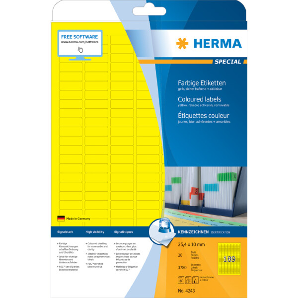 HERMA Universal-Etiketten SPECIAL, 45,7 x 21,2 mm, gelb