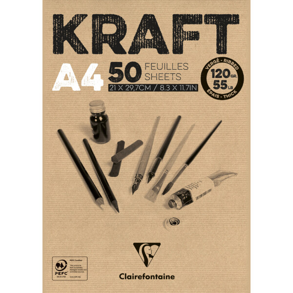 Clairefontaine Zeichenpapierblock "KRAFT", DIN A5, 120 g qm