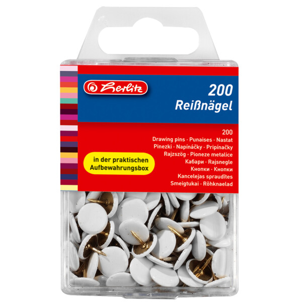 herlitz Rei&szlig;n&auml;gel, wei&szlig;, Durchmesser: 9,5 mm