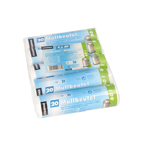 STARPAK Mülleimerbeutel HDPE, 20 Liter, mintgrün