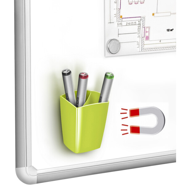 CEP Stifteköcher GLOSS, magnetisch, 2 Fächer, anis-grün