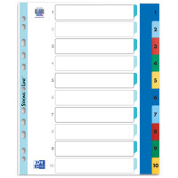 Oxford Kunststoff-Register, Zahlen, DIN A4, farbig, 5-teilig