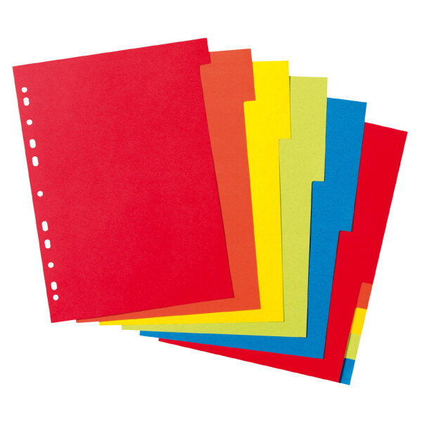 herlitz Karton-Register, blanko, DIN A4, farbig, 6-teilig