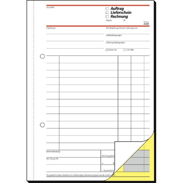sigel Formularbuch "Auftrag", A5, 3 x 40 Blatt, SD