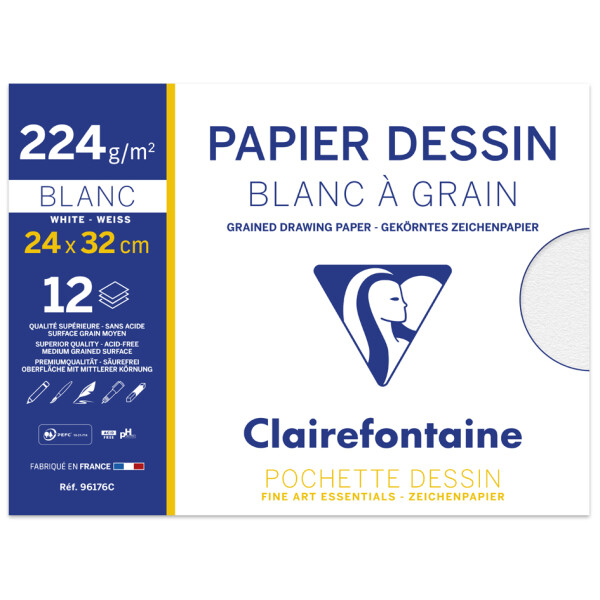 Clairefontaine Zeichenpapier "Blanc à Grain", 240 x 320 mm