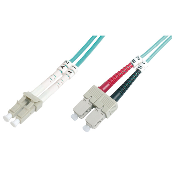 DIGITUS LWL Patchkabel, LC-Duplex - SC-Duplex, OM3, 3,0 m