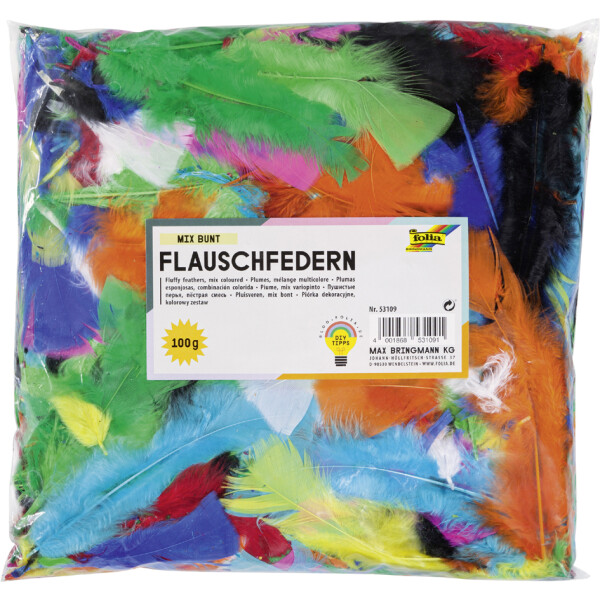 folia Flauschfedern, 10 g, farbig sortiert