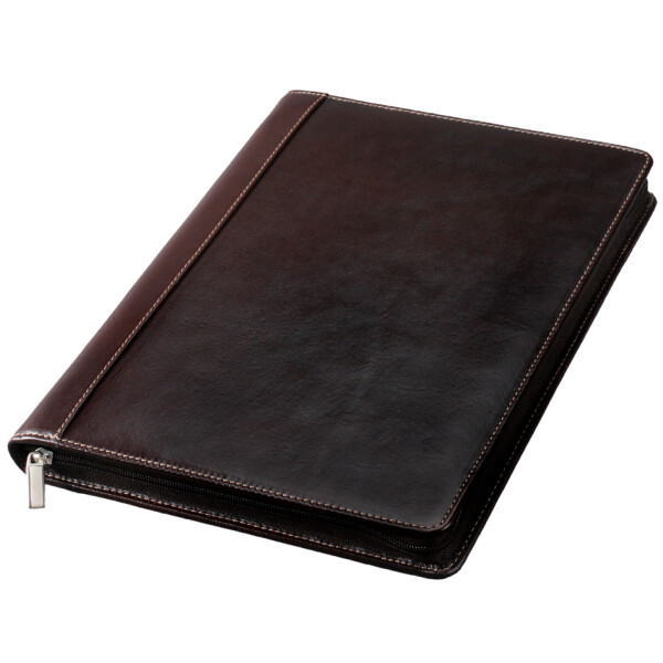 Alassio Schreibmappe "MONACO", A4, Leder, dunkelbraun