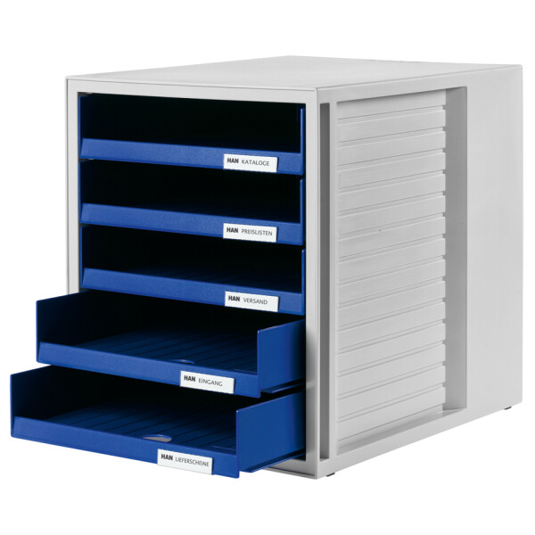 HAN Schubladenbox SCHRANK-SET, 5 offene Sch&uuml;be, grau blau