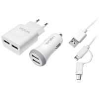 LogiLink USB-Ladegeräte-Set, 2-teilig, je 2x...