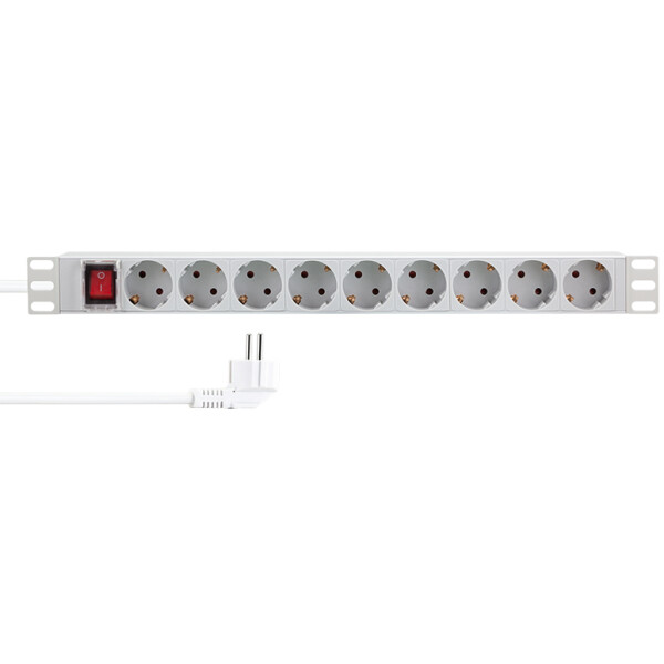LogiLink 19" Steckdosenleiste, 9-fach, mit Schalter, schwarz