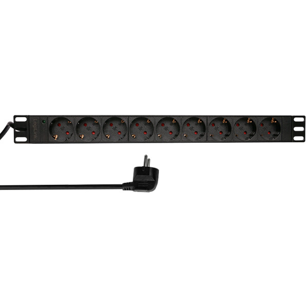 LogiLink 19" Steckdosenleiste, 9-fach, mit Schalter, schwarz