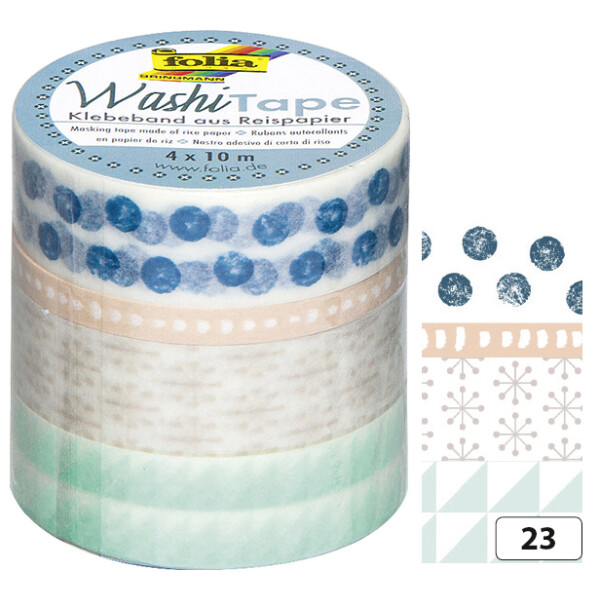 folia Deko-Klebeband Washi-Tape GEOMETRISCH, 4er Set