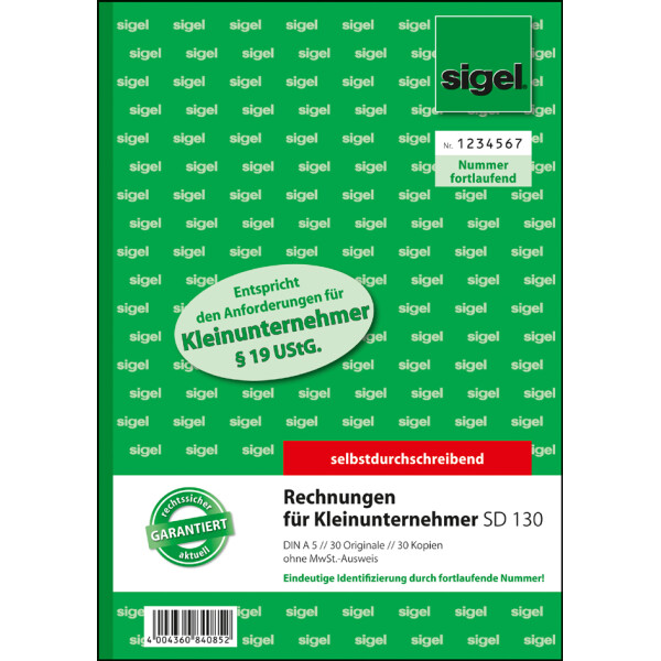 sigel Formularbuch "Rechnungen" für Kleinunternehmer