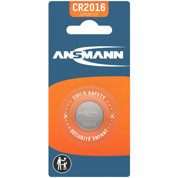ANSMANN Lithium Knopfzelle "CR2016", 3,0 Volt, 1er-Blister