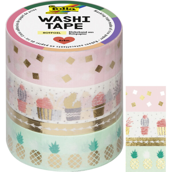 folia Deko-Klebeband Washi-Tape Hotfoil Rosegold II, 4er
