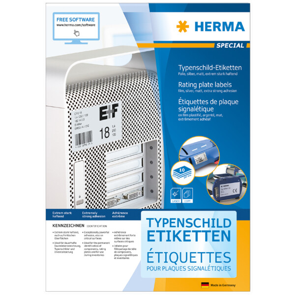 HERMA Typenschild-Etiketten SPECIAL, 63,5 x 29,6 mm, silber