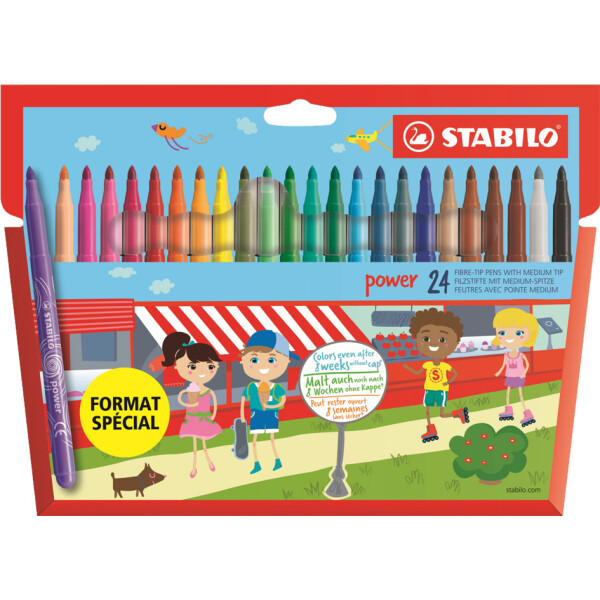 STABILO Fasermaler power, rund, 12er Kartonetui