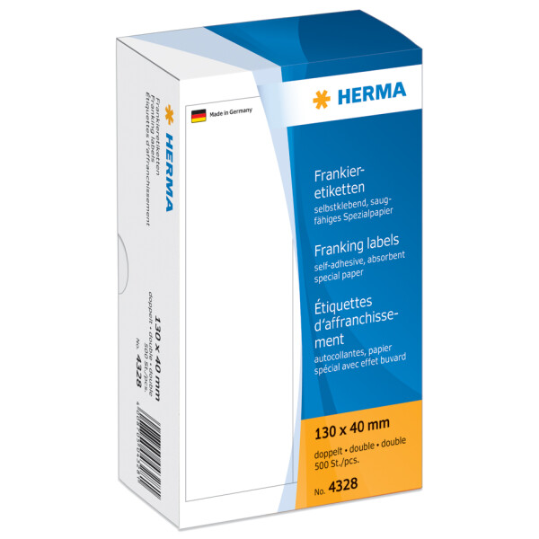 HERMA Frankier-Etiketten, 130 x 40 mm, doppelt, weiß