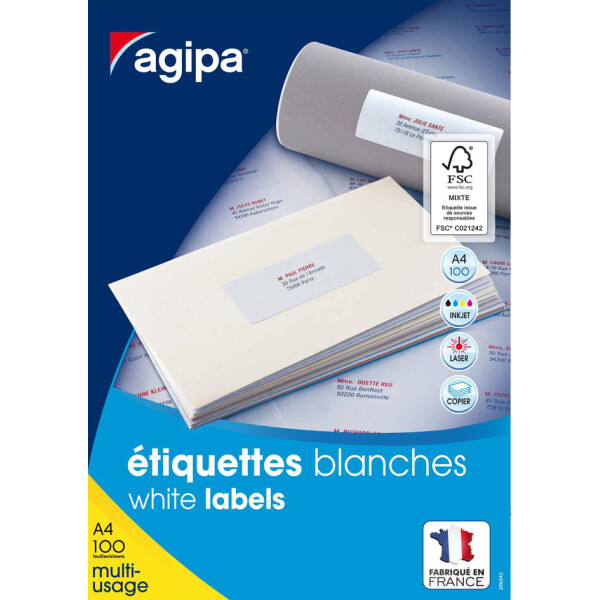 agipa Universal-Etiketten, 99,1 x 67,7 mm, weiß